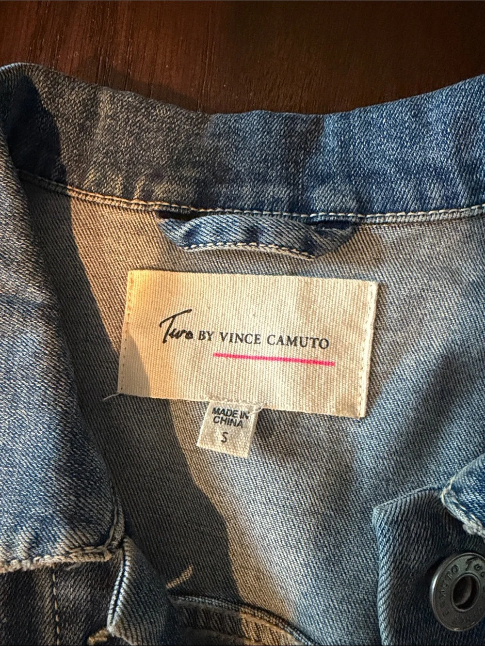Vince Camuto Medium Blue Denim Button-Front Vest - Picture 2 of 3